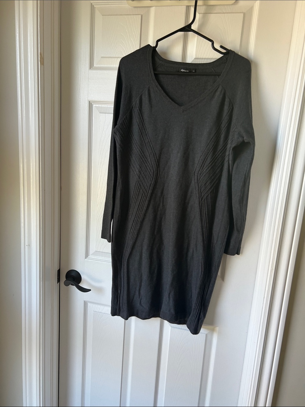 Reitmans Charcoal V-Neck Knit Dress